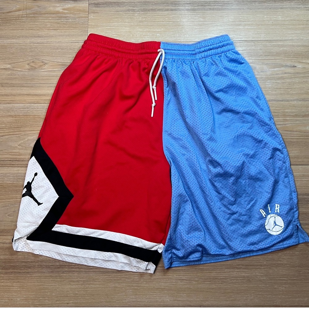 Jordan Mens Basketball Shorts Split Mesh Two Tone Red Blue XL
